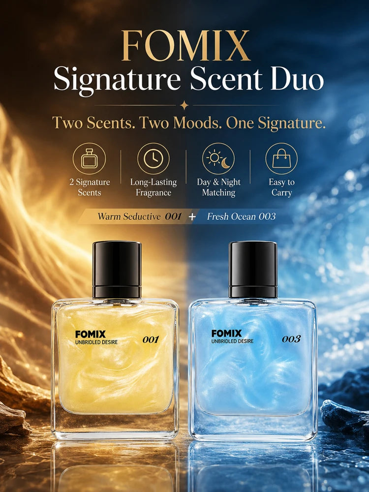 FOMIX 2PCS Men's Perfume Set, Long Lasting Fresh Ocean & Warm Seductive Eau De Parfum Spray, Citrus Floral Musk Woody Cologne, Day Night Portable Fragrance Gift for Him