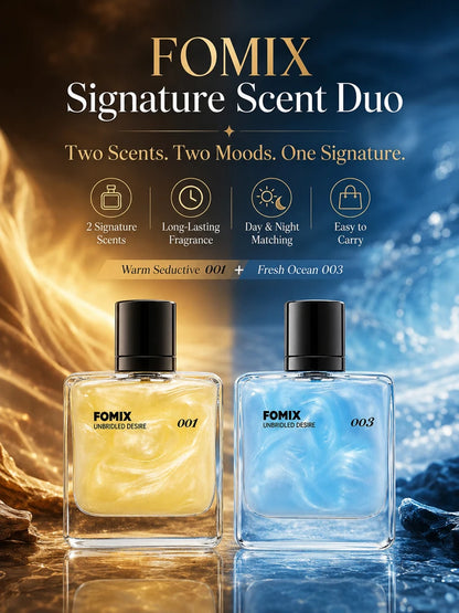 FOMIX 2PCS Men's Perfume Set, Long Lasting Fresh Ocean & Warm Seductive Eau De Parfum Spray, Citrus Floral Musk Woody Cologne, Day Night Portable Fragrance Gift for Him