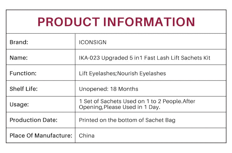 New ICONSIGN Upgrade Eyelash Lifting Sachets Set Lash Lift Kit Independent Pouch 5-8 Mins Fast Eyelash Perm Eye Lash Makeup Tool