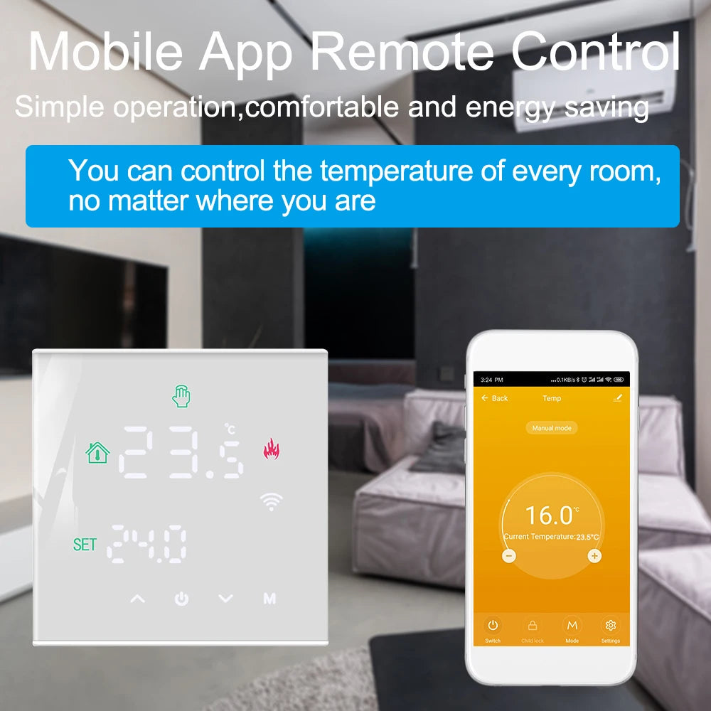 Smart Temperature Remote Controller M3H Tuya WiFi Thermostat 3A 16A LCD Display Touch Screen for Water/Electric Floor/Gas Boiler