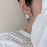 White & Green Stone Hoop Earrings