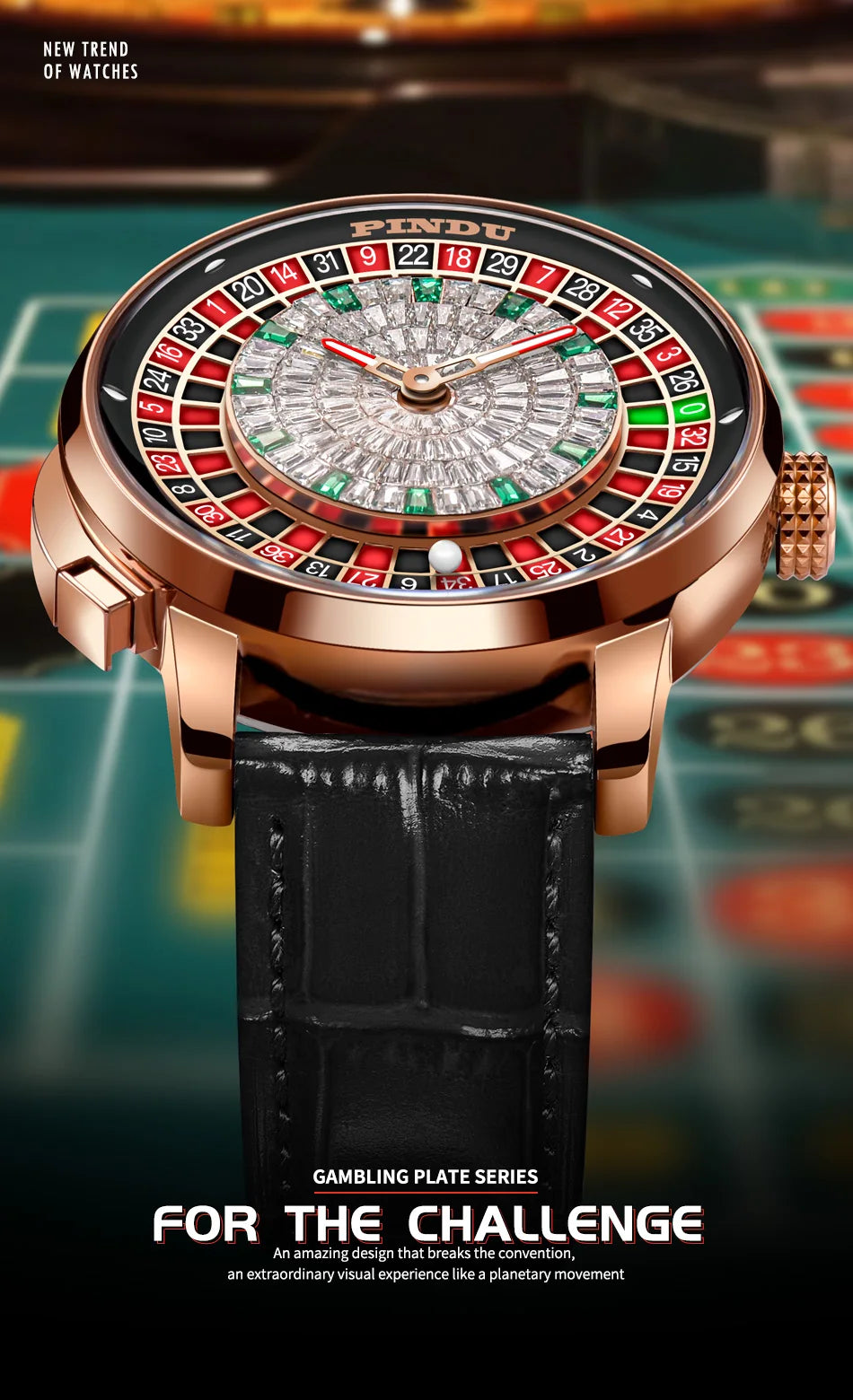 Mechanical Watches Pro Men's PINDU Watch NH35A Movement Sapphire Glass Waterproof Button Design Wristwatch Russian Roulette