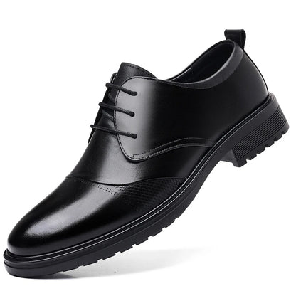 Mens Black Genuine Leather Textured Lace Up Chunky Sole Oxfords Formal Business Office Groom Wedding Daily Wear Shoes Fashion
