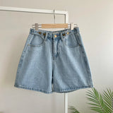 High-Waisted Wide-Leg Denim Shorts