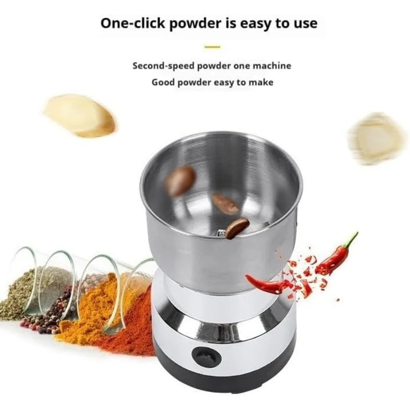 Moongiantgo Coffee Grinder Electric, Mini Spice Grinder, 200W 10s Fast Grinding, Dry Grain Mill for Spices Seeds Rice Beans Seasonings, with Replacment Stainless Steel Blade (Silver, 110V)