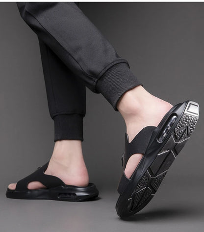 Luxury Men's Genuine Leather Sandals Classic Roman Men Shoes Slippers Soft Comfortable Men Non-slip Walking Slippers Footwea