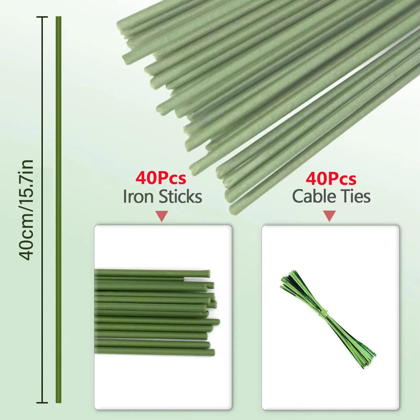 20/40/60Pcs Plant Support Sticks Reusable Flower Holder Clips Orchid Rod Plant Sticks For Supporting Climbing Plant Garden Tool