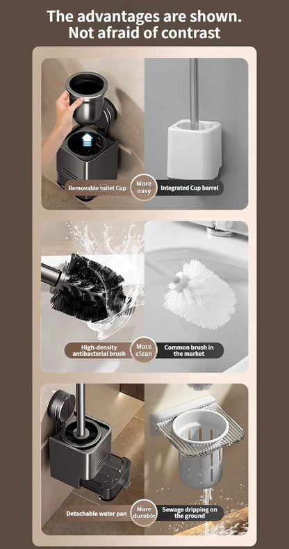 Suction Cup Toilet Brush For Household Wall Mounted Toilets With No Dead Corners Bathroom And Toilet Seat Cleaning Tool