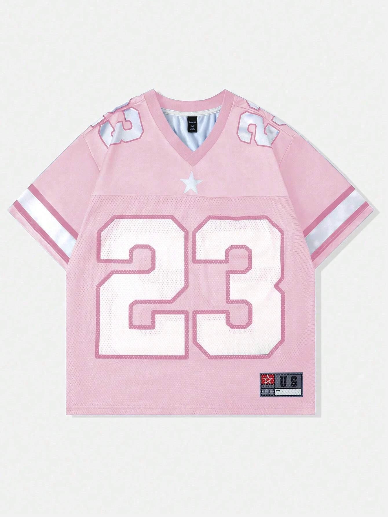 2025 New Hot Women's Summer Y2K Fashion Casual Shirt Street Retro Hip Hop 23 Shirt V-Neck Loose Breathable Quick Drying T-Shirt