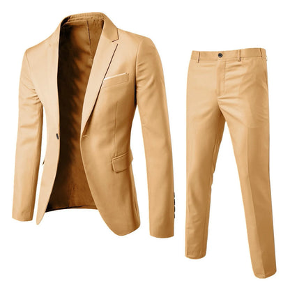 Men's Suit Set Business Formal Two-piece Set Slim Fit Small Suit Jacket Western Pants Wedding Dress Groomsman Suit