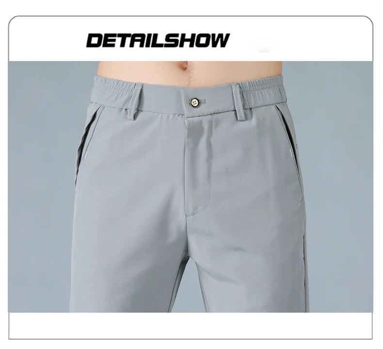 2025 Spring Summer Ultra-thin Men's Casual Pants Slim Straight Leg Elastic Waist Sports Jogging Trousers Fashion Men Golf Pants