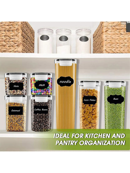 24pcs Airtight Food Storage Containers with Labels for Flour Grains, Coffee Beans and Kitchen Spices Keep Food Fresh Organized