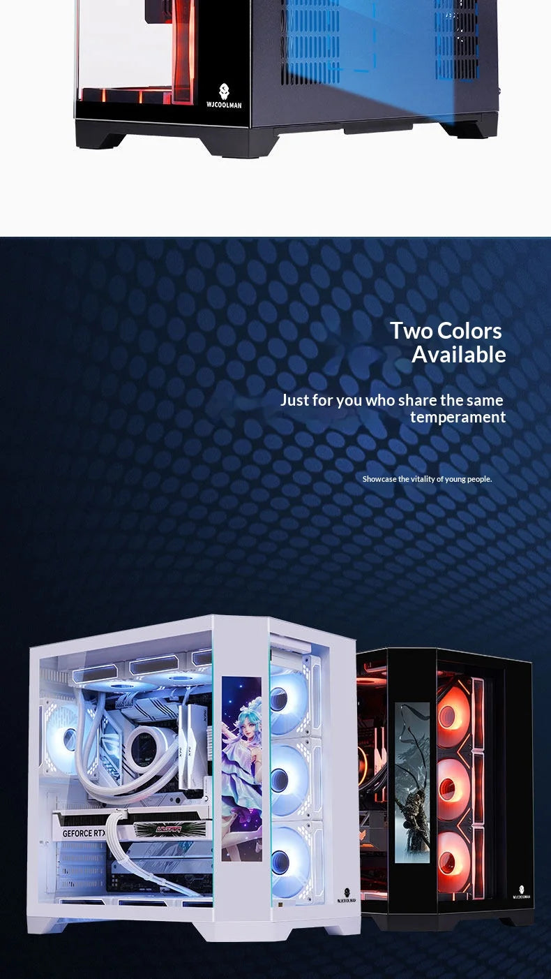 WJCOOLMAN Dreamer PLUS Secondary screen PC case with full side sea view room 360 water cooler Computer case gabinetes gamer