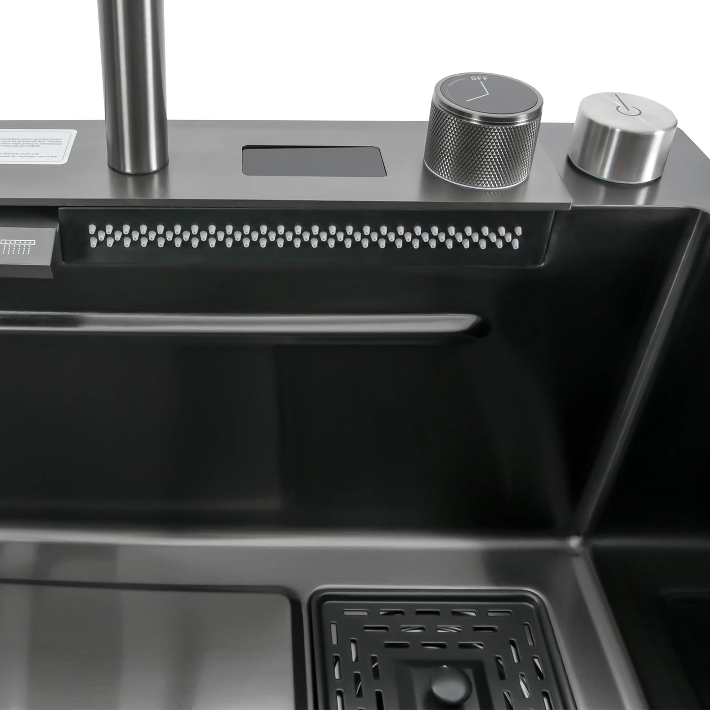 75*46CM Stainless Steel Waterfall Kitchen Sink with Pull Out Faucet,Soap Dispenser,Cup Washer