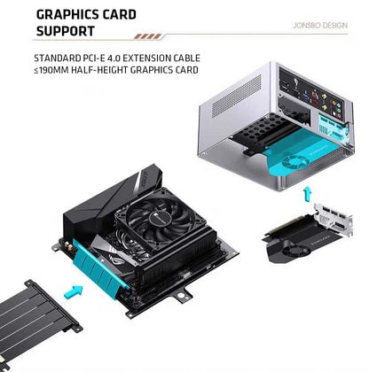 JONSBO NV10 Chassis ITX MINI Full Aluminum Mesh Breathable Support 1U FLEX Power Supply Standing or Lying Desktop Computer Case