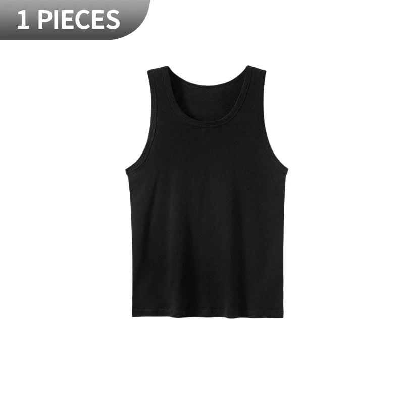 1/3 Pack Four Seasons Men's Cotton Joker Vest Teenagers Simple Fit Sports Fitness T-shirt Middle-aged Casual Sleeveless Shirt