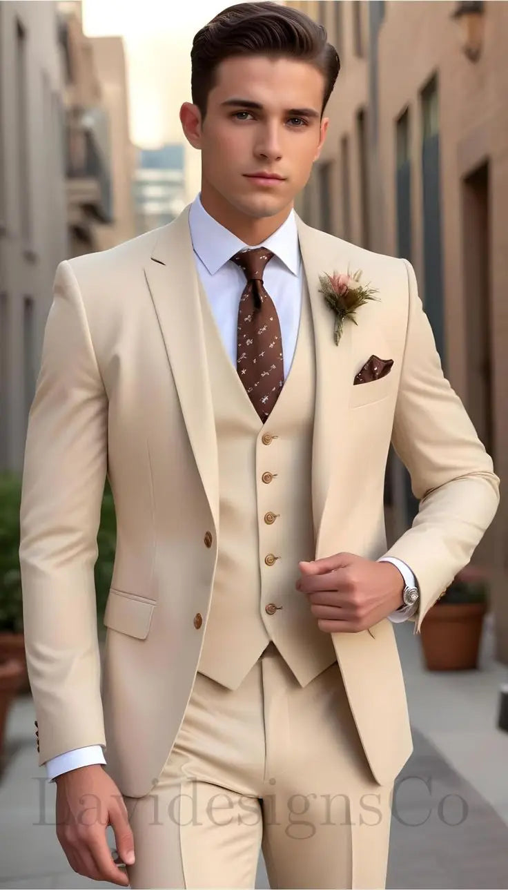 Elegant Men's Wedding Tuxedo Slim Blazer Pants Vest Three-piece Suit XS-5XL Custom Youth Suit 2025 New Style Suit