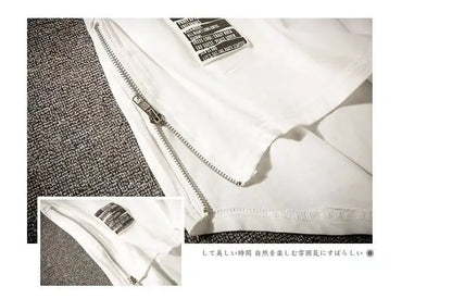 Y2K Summer New Mens Fashion Oversized Style Cargo T Shirt Man Techwear Men Brand Quality 100% Cotton Zip Up Short Sleeve Tshirt