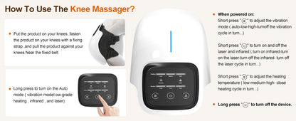 Cordless Knee Massager with Heat,Relax Knee Massage Helps Joint Stiff and Discomfort,3 Levels Heat & Vibration 10 Min Auto Off