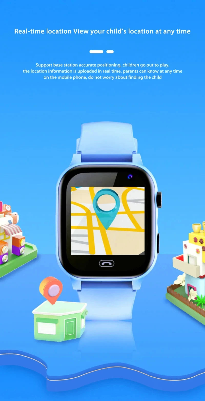 Lenovo 5G Kids Smart Watch 8K Camera SOS GPS Location Sim Card Call Waterproof Android Ios Child SmartWatch For Boys Girl