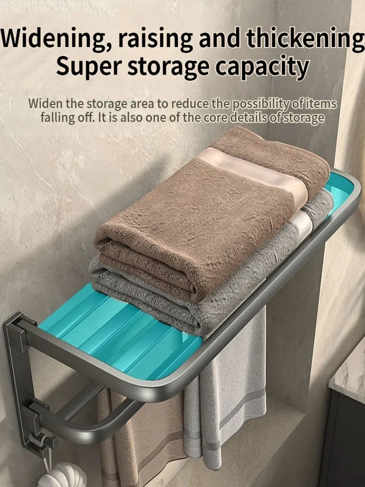 Upgrade And Thicken Grey/Black 50CM-60CM Towel Rack Space Aluminum Toilet Storage Rack Wall Mounted BathTowel Rack