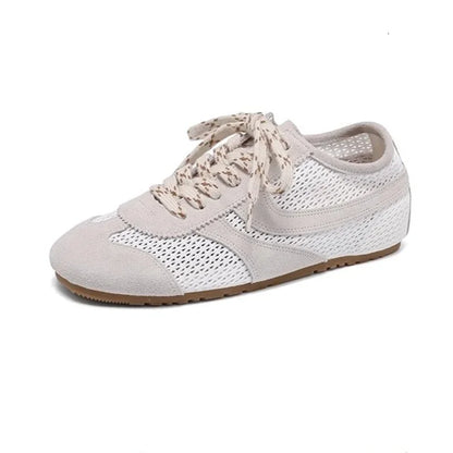 AIYUQI Mesh German Training Shoes Women 2026 New Summer Sneakers Women Retro Genuine Leather Casual Lace-up Sneakers Women