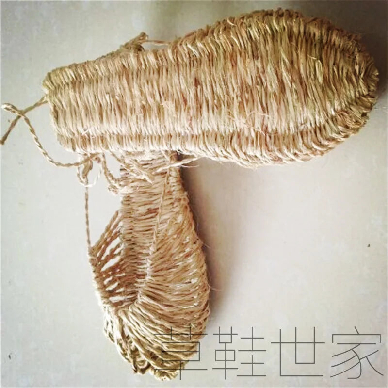 Straw Sandals for Men and Women Drift Beach Sandals Japanese Anime Cos Perform Hand-Woven Retro Shoes Male Summer Big Size 46