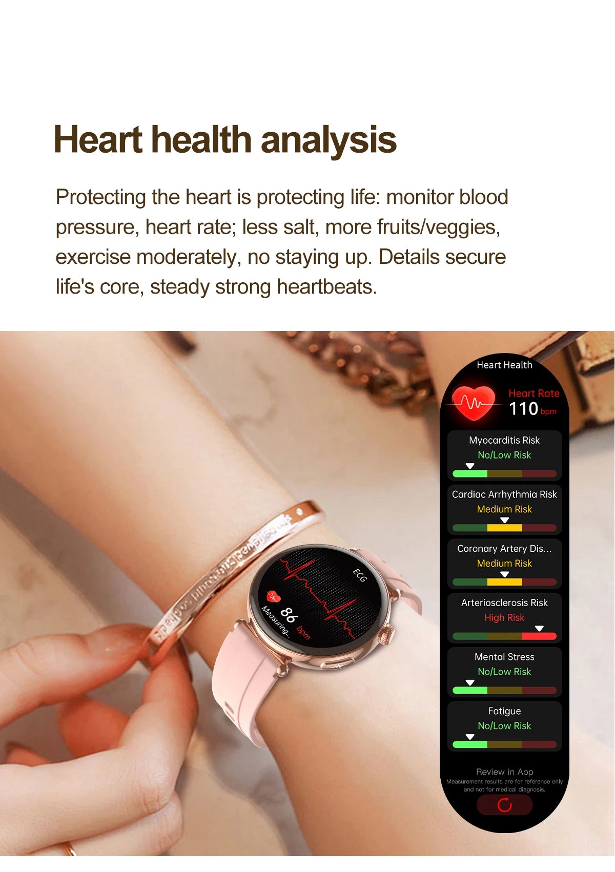 2026 New Women AI Smart Diagnosis Smart Watch HRV+ECG Uric Acid Blood Oxygen Health Monitor IP68 Waterproof Sports Smartwatches