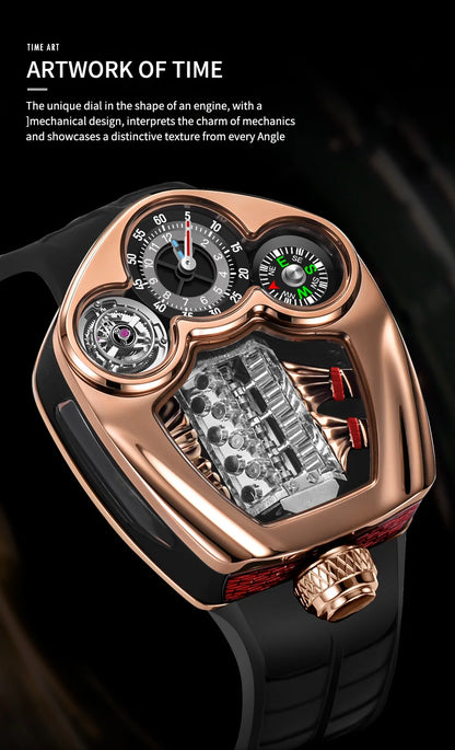 PINDU Design NEW Engine Series Quartz Watch Men TOP-luxurious Stainless Steel Compass Waterproof Swiss Quartz 762 Movement Watch