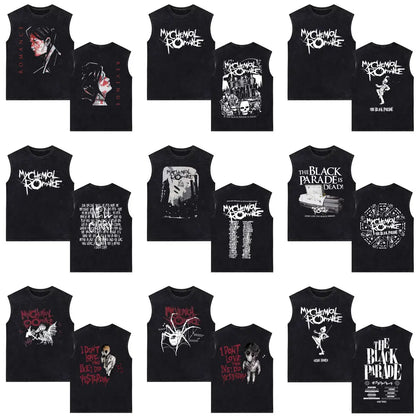 My Chemical Romance Vintage Washed Tank Tops Three Cheers for Sweet Revenge Sleeveless Vest Men Retro Punk Emo Rock Band T-shirt