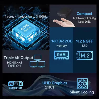 Mini PC Laptop Win11 Pro Core i9-8950HK 32GB RAM 1TB/2TB SSD WiFi6 BT5.2 4K HD Home & Gaming 3-Year Warranty