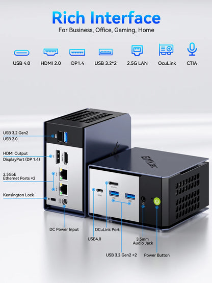 MKtec NucBox K16 Mini PC AMD Ryzen7 7735HS LPDDR5 6400Mhz 32GB Pcie 4.0 SSD Windows 11Pro WIFI 6E BT 5.2 Full-featured USB4.0