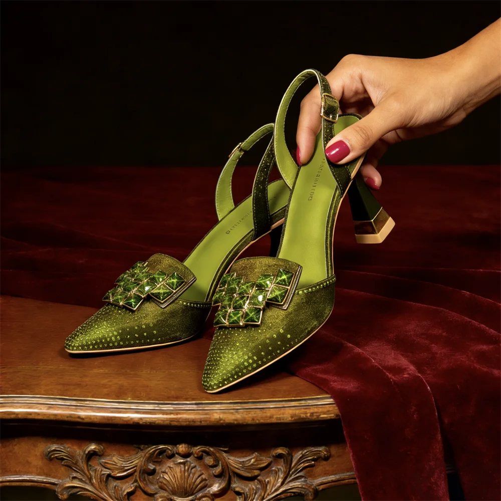 Venus Chan Elegant High Heel Shoes for Women - Sparkling Diamond Accents, Pointed-Toe Design Perfect for Parties and Commuting