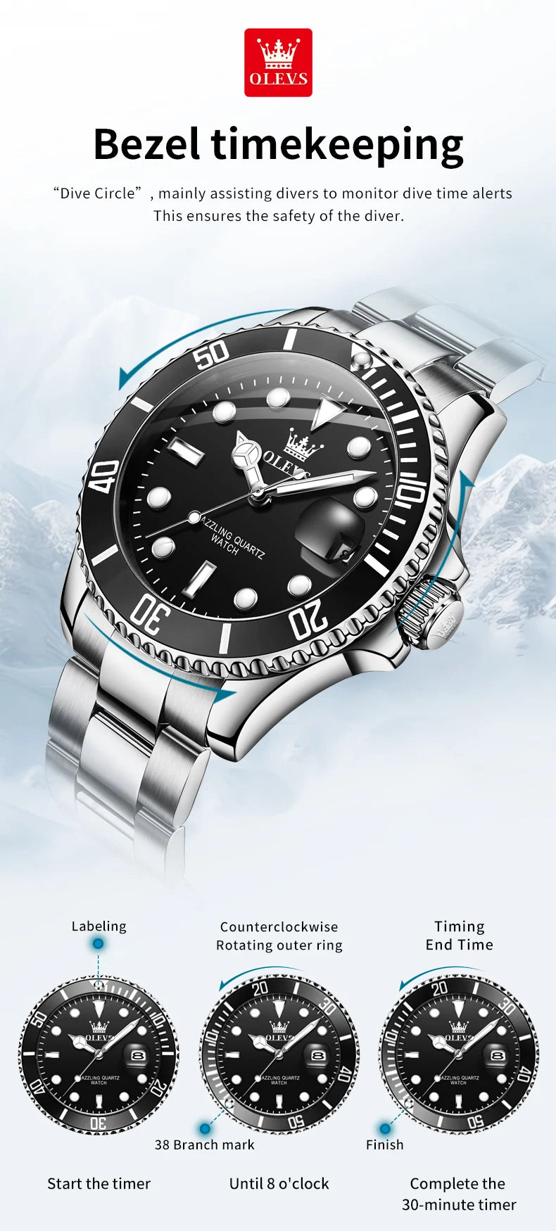 OLEVS Watches 5885 Mens Watch Original High Quality Quartz Watch Waterproof Luminous Calendar  Watches For Men Box Gifts Reloj