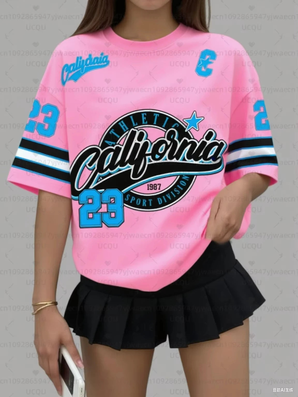Women's California 23 Print V-Neck Short Sleeve T-Shirt Summer Graphic Tee Baseball Jerseys Plus Size Sport T-Shirt