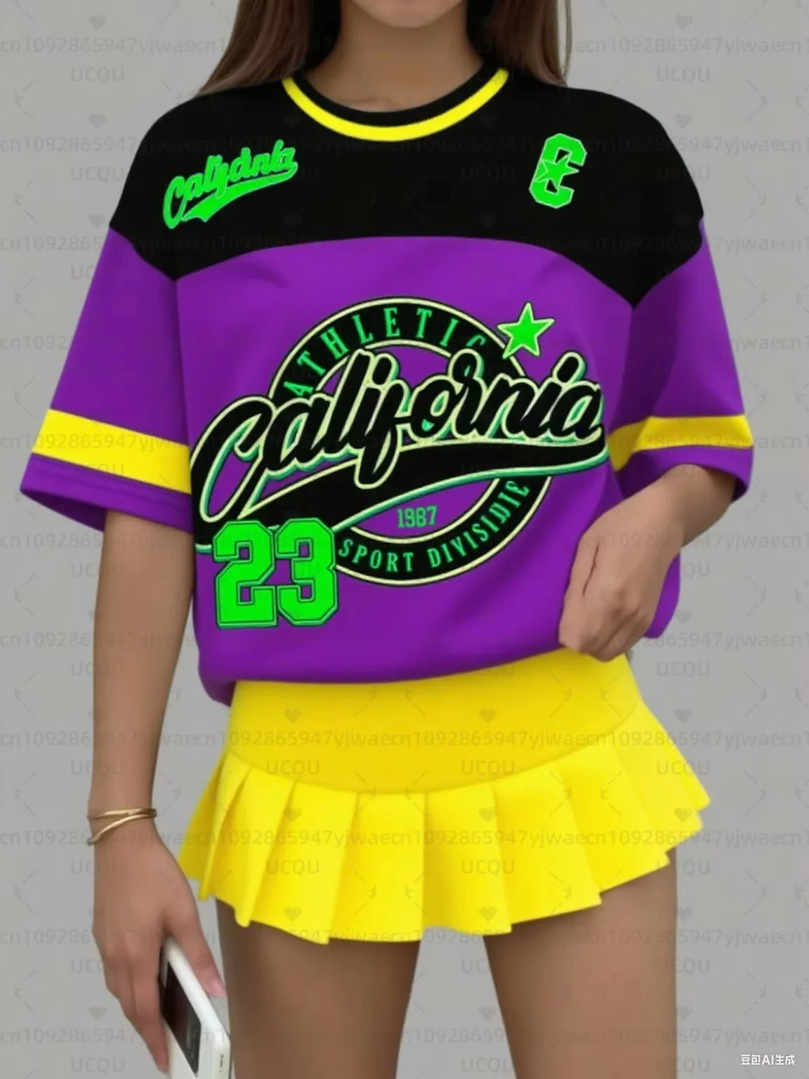 Women's California 23 Print V-Neck Short Sleeve T-Shirt Summer Graphic Tee Baseball Jerseys Plus Size Sport T-Shirt
