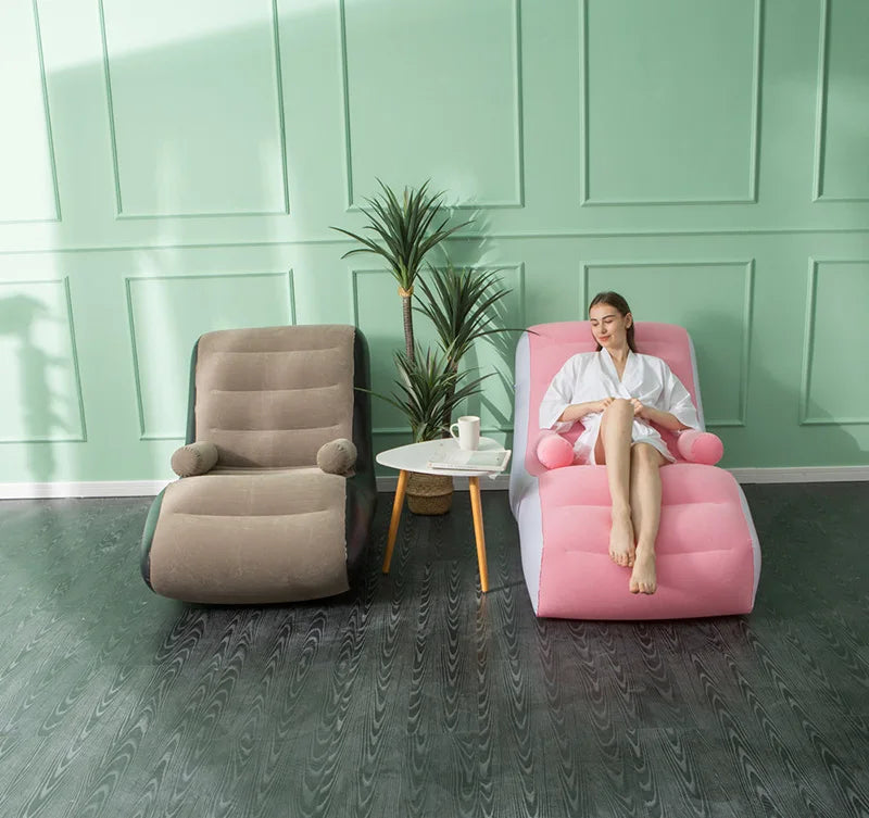 1Pc Inflatable Lazy Sofa Home Leisure Fashion Comfortable  Inflatable Air Sleeping Bed Indoor Collapsible Bed Leisure Sofa