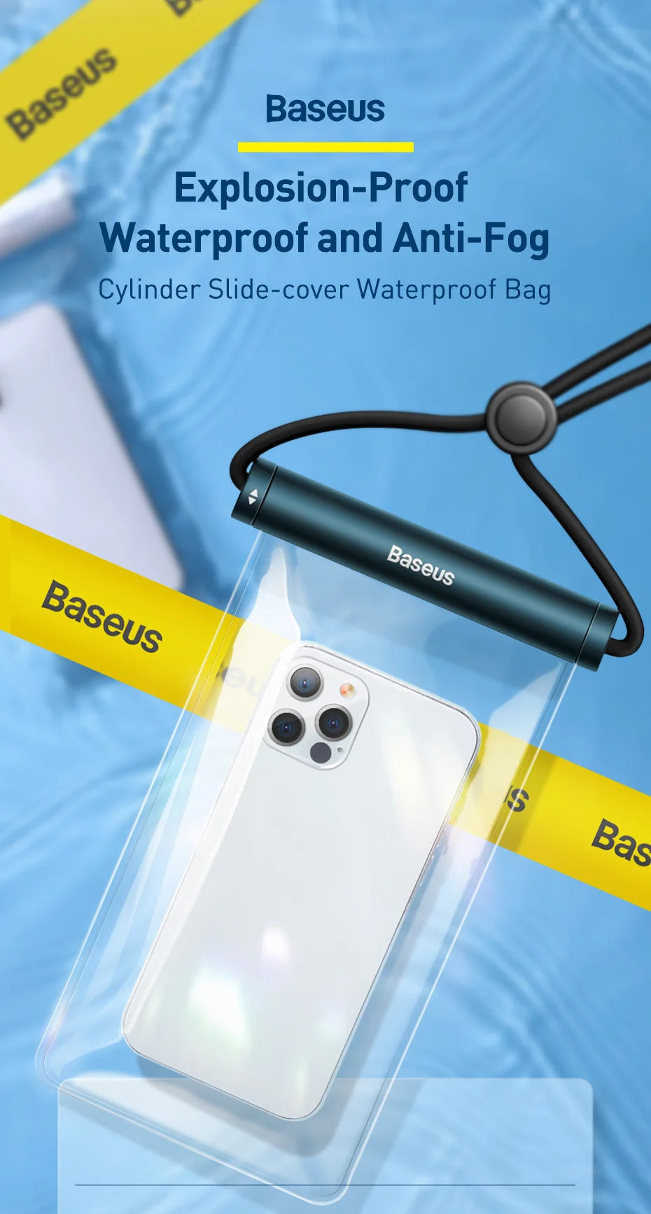 Baseus Waterproof Phone Case Under 7.2 inches For iPhone 12 Pro Max Swim Case IPX8 Universal Cover For Huawei Xiaomi Samsung