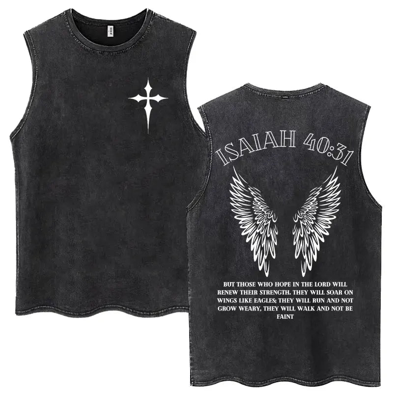 Washed Jesus Is King Christian Harajuku Vintage Tank Tops Men Women Gothic Sleeveless T-shirt Loose Summer Cotton Casual T Shirt