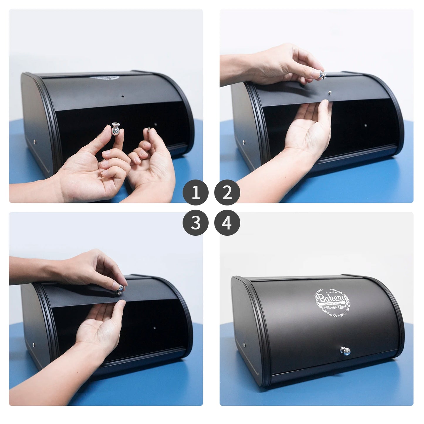 Metal Bread Box Black bread Bin Bread Storage box Food Storage Containers for Kitchen Large household Food Container