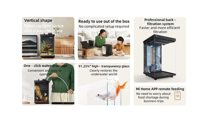 Xiaomi Mijia Smart Desktop Aquarium 10L Smart Fish Tank App Control Feeding Pro Filtration Mi Home Compatible No Assembly CN