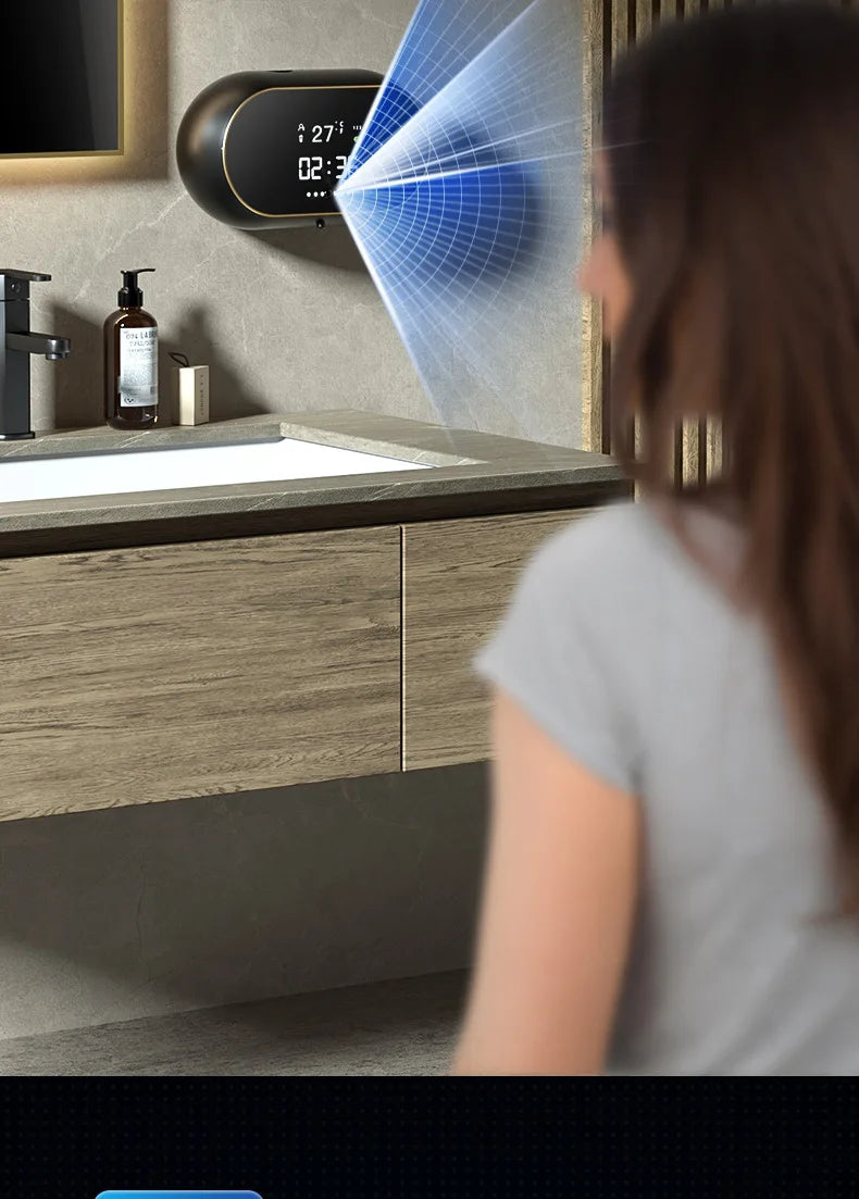 Rechargeable 400ml Automatic Foaming Soap Dispenser Wall Mounted Touchless Sensor Adjustable Foam LED Screen Bathroom Kitchen