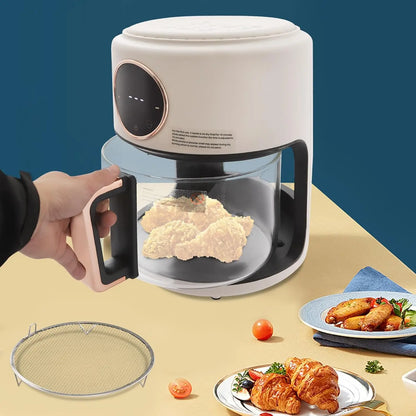 3.81Qt Air Fryer, Portable Glass Air Fryer Compact Smart Air Fryer Oven 8 Preset Modes with Digital Display Fast Preheat for Home Kitchens, Restaurants, Family Gatherings, Outdoor Picnics (White)