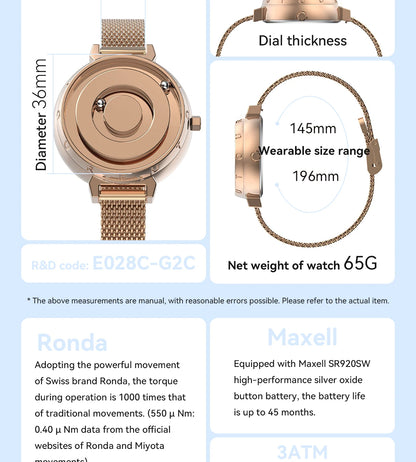 Eutour New Original Magnetic Rose Gold Trend Women's Watches Female Student Quartz Watch Simple Fashion Women's Watches