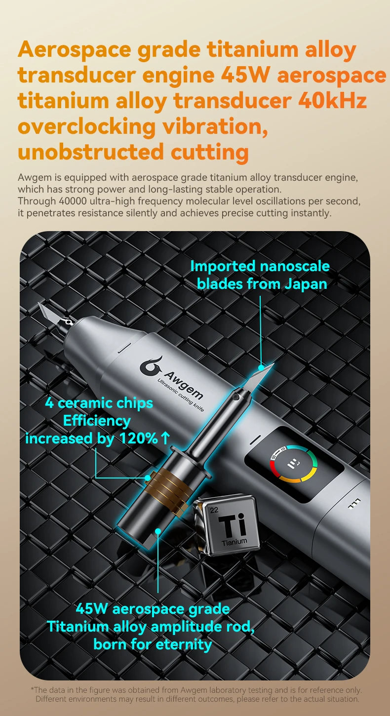 Awgem KE5 Handheld Ultrasonic Cutter Ultrasonic cutting knife DIY Electric Carving Tool for Plastic/Resin/3D Printing/Textile