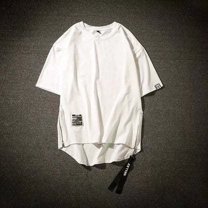 Y2K Summer New Mens Fashion Oversized Style Cargo T Shirt Man Techwear Men Brand Quality 100% Cotton Zip Up Short Sleeve Tshirt