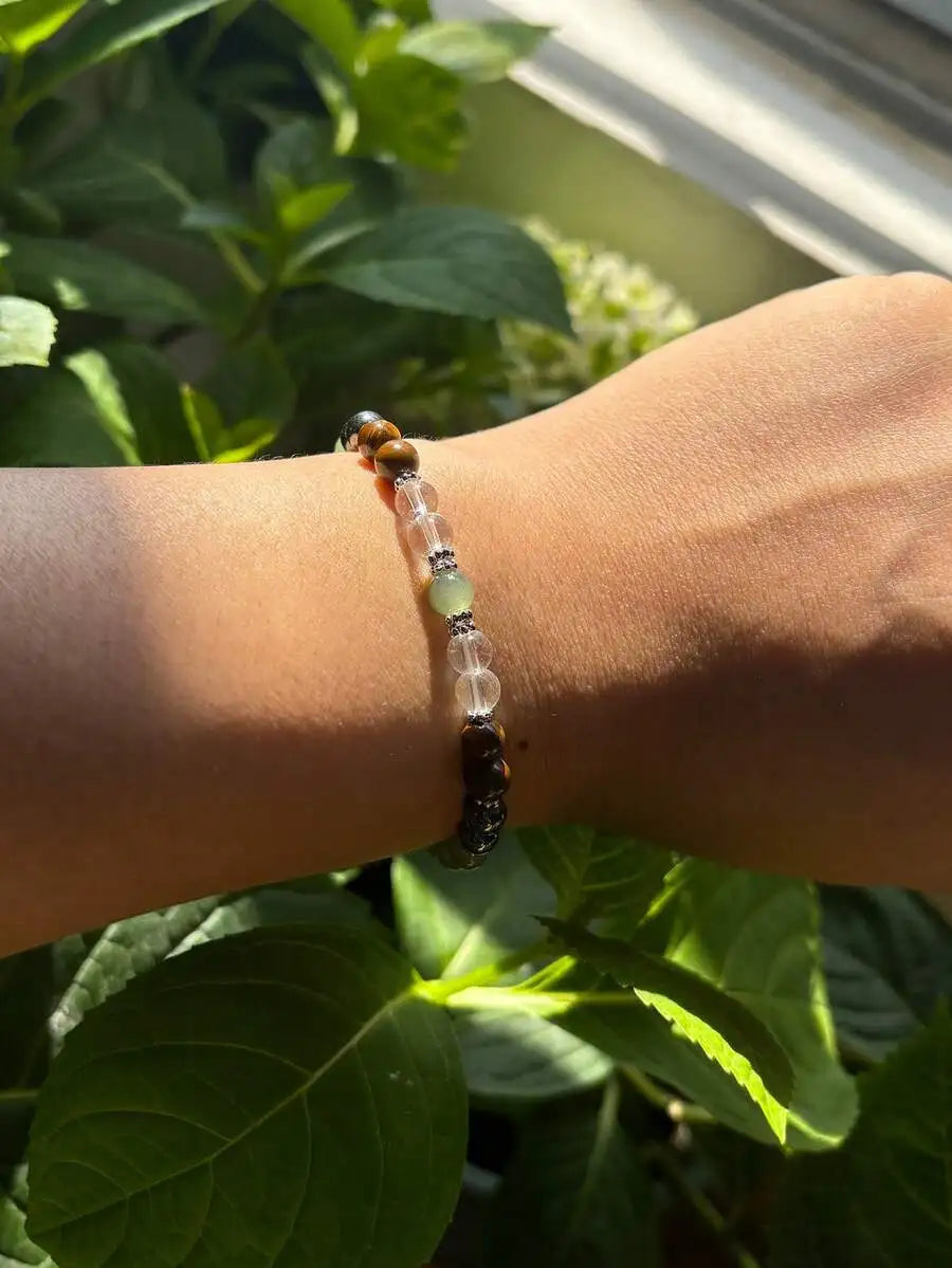 1pc Bohemian Style Tiger Eye Beaded Bracelet, Vintage Natural Stone Jewelry For Men And Women, Brings Luck And Wealth