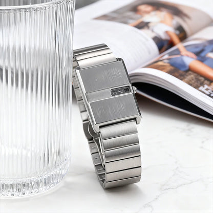 Square Sports Watch for Men Silver Stainless Steel Strap Luxury Brand New in Men's Watches High Quality Gifts Quartz Watch