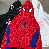 Spider Print Hooded Cardigan