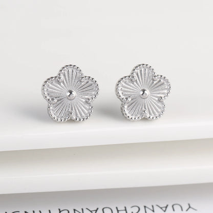 INS Hot Sale Stainless Steel Five Laef Flower Clover Bracelet Jewelry Set Necklace Earrings For Woman Daily Wear Brand Jewelry